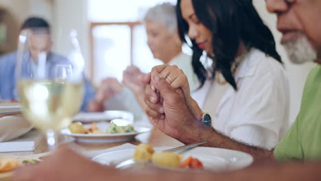 family, food and pray grace at table