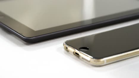 close-up of digital tablet and mobile phone