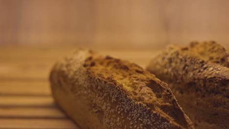 breads baked in the oven with whole meal flour and sesame seeds