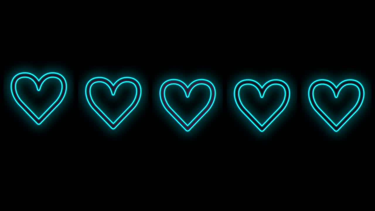 행에서 펄스 네온 블루 하트 패턴