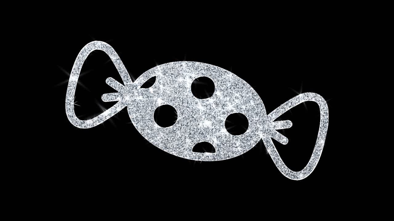 Candy icon sparkling shining white blinking particles diamond glitter loop light 4k animation alpha