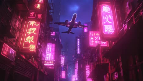 futuristic city night flight