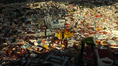 dolly shot of a drone flying over guanajuato landscape and pipila