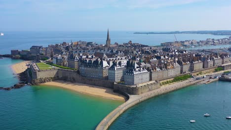 beautiful aerial of saint malo france with harbor breakwater and pier 1