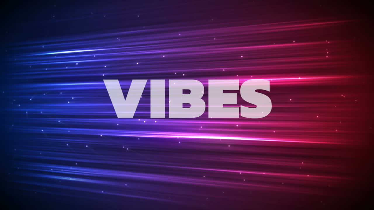 Animazione del testo 'good vibes' su linee viola luminose e in movimento