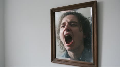a powerful reflection of inner turmoil: captured moments of emotional expression in a mirror leads to a raw connection with one's true self and struggles