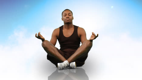 animation of an ethnic man doing yoga. concept of peace and relax