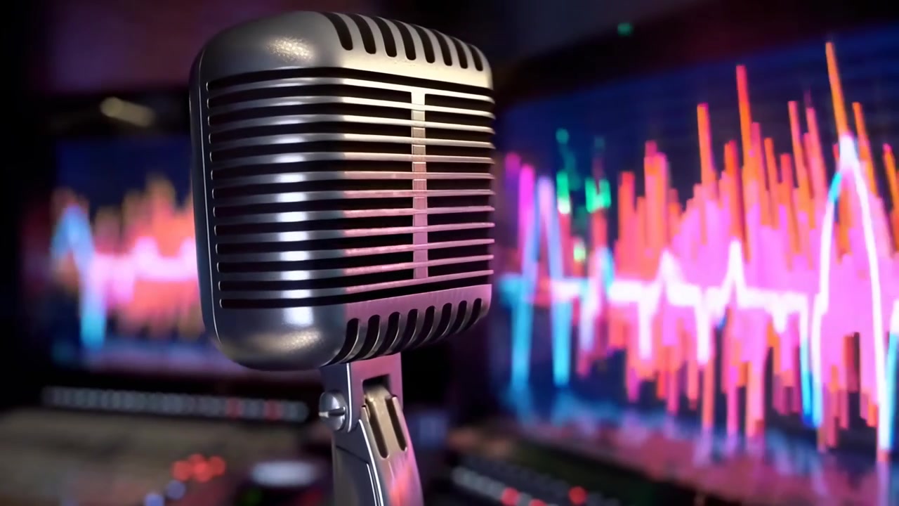 Vintage Microphone in a Professional Recording Studio