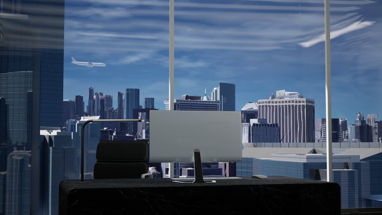 도시 전망 을 가진 현대적 인 사무실