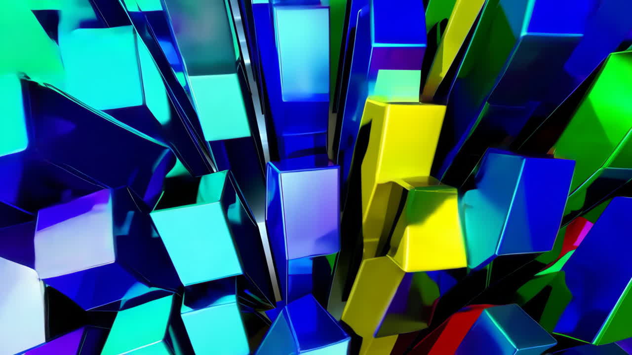 Abstract 3D Vibrant Reflective Blocks