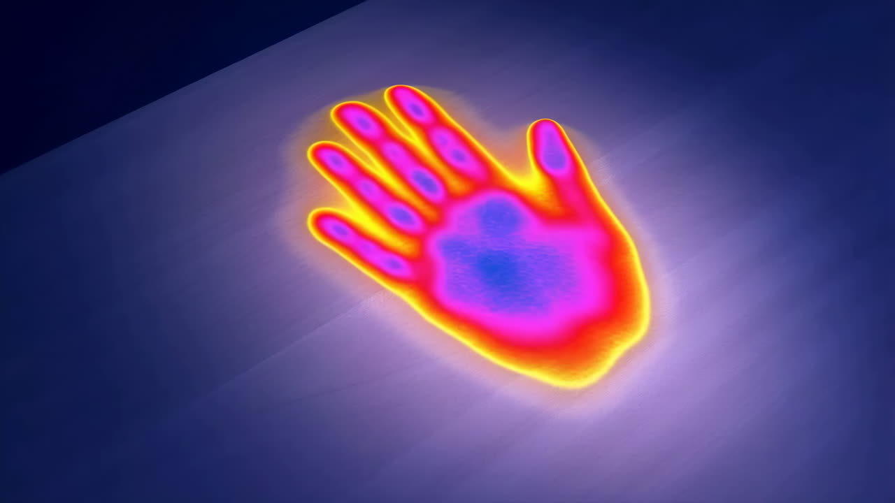 Thermal Image of a Human Handprint Showing Heat Signature