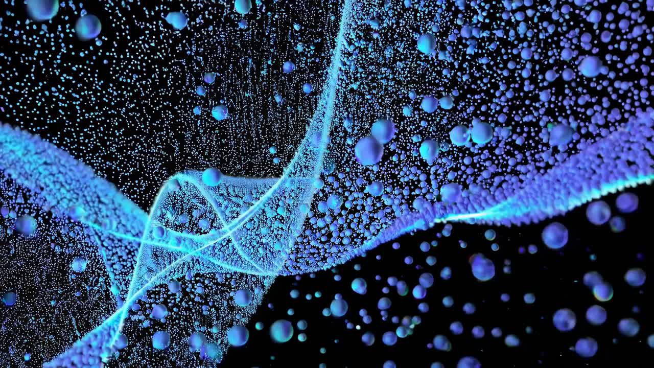 추상적인 흐르는 파란 입자