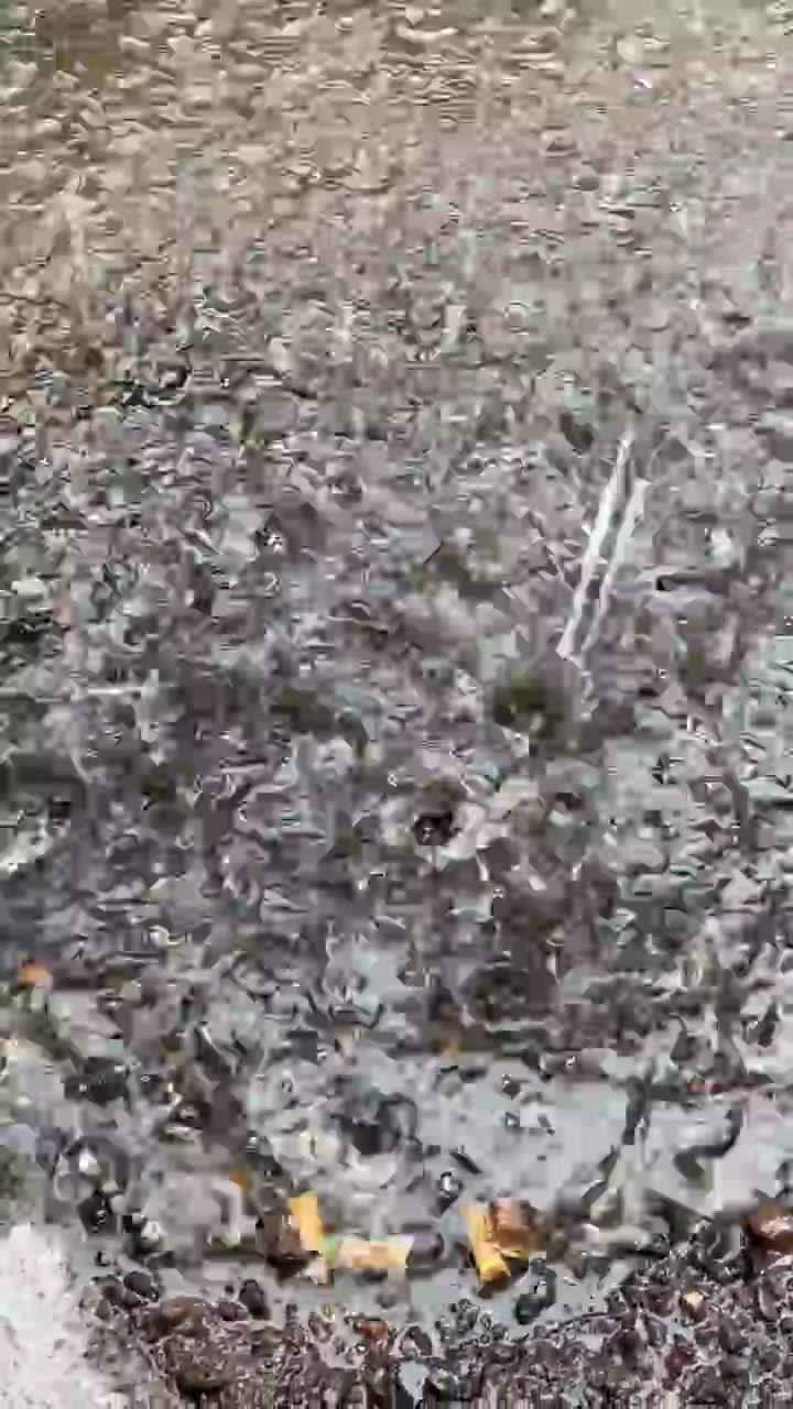 Raindrops Creating Ripples in a Puddle on the Street