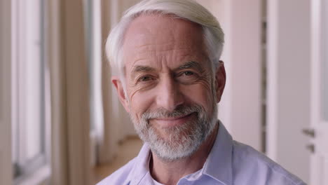 portrait happy old man smiling confident enjoying retirement lifestyle relaxing at home