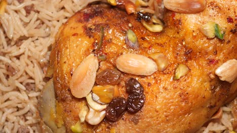roasted chicken with rice and nuts