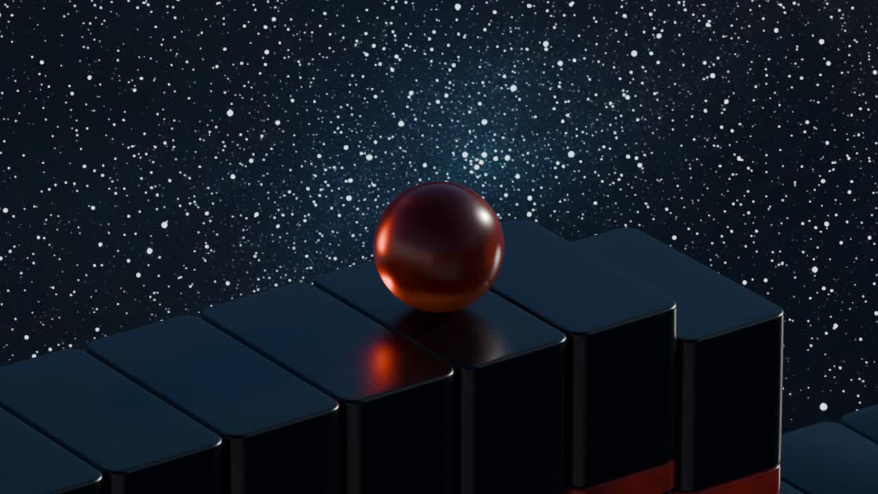 Sphere on Blocks with Starry Background