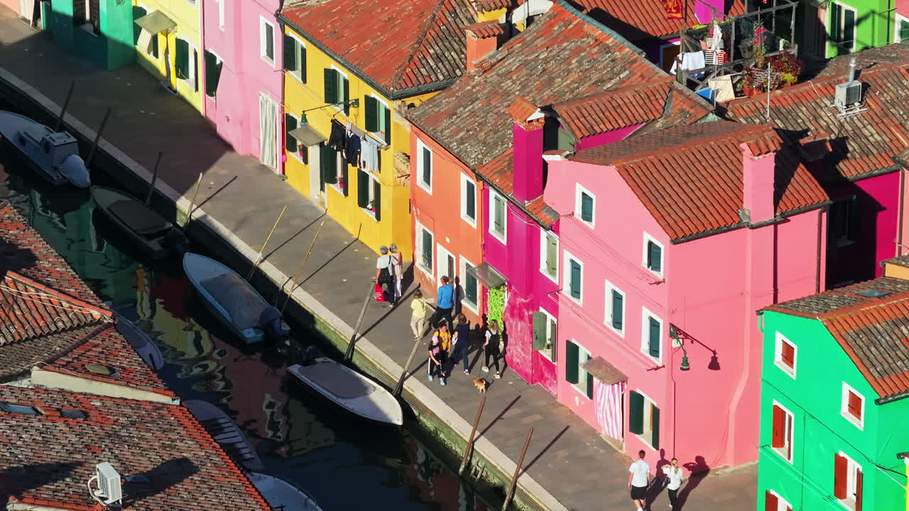Aerial view of the colourful houses of Burano, Italy