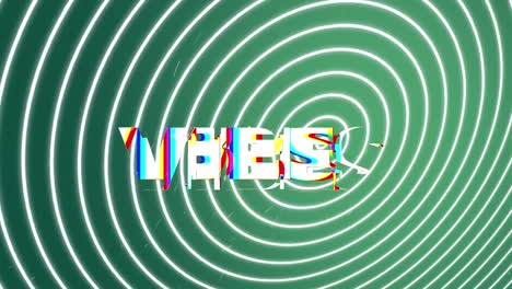 animation of vibes text and shapes on green background