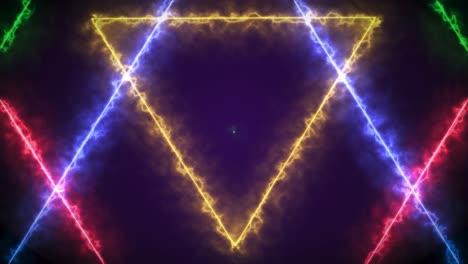 abstract glowing energy neon colorful triangles motion design. seamless looping 4k video. it can be used in vj loops and screen saver also.