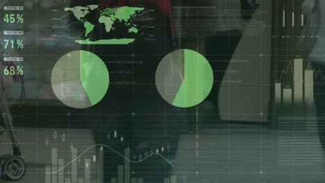 Menschen,-Die-Schnell-Gehen,-Mit-Diagrammen-Im-Vordergrund