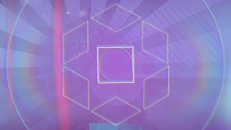 animación de formas geométricas en fondo púrpura