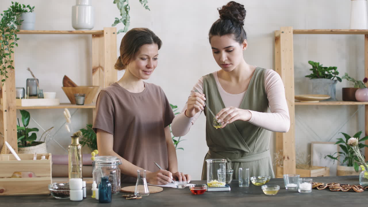 Women Making Moisturizing Handmade Cream
