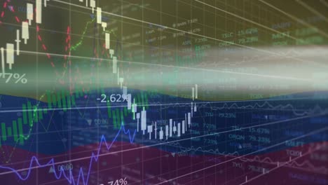 Animación-Del-Procesamiento-De-Datos-Financieros-Y-Bursátiles-Contra-La-Bandera-De-Columbia-Ondeante