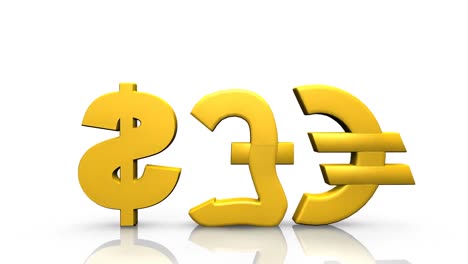 computer animation showing 3dsymbols of money