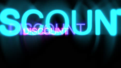 motion of neon text discount in dark background