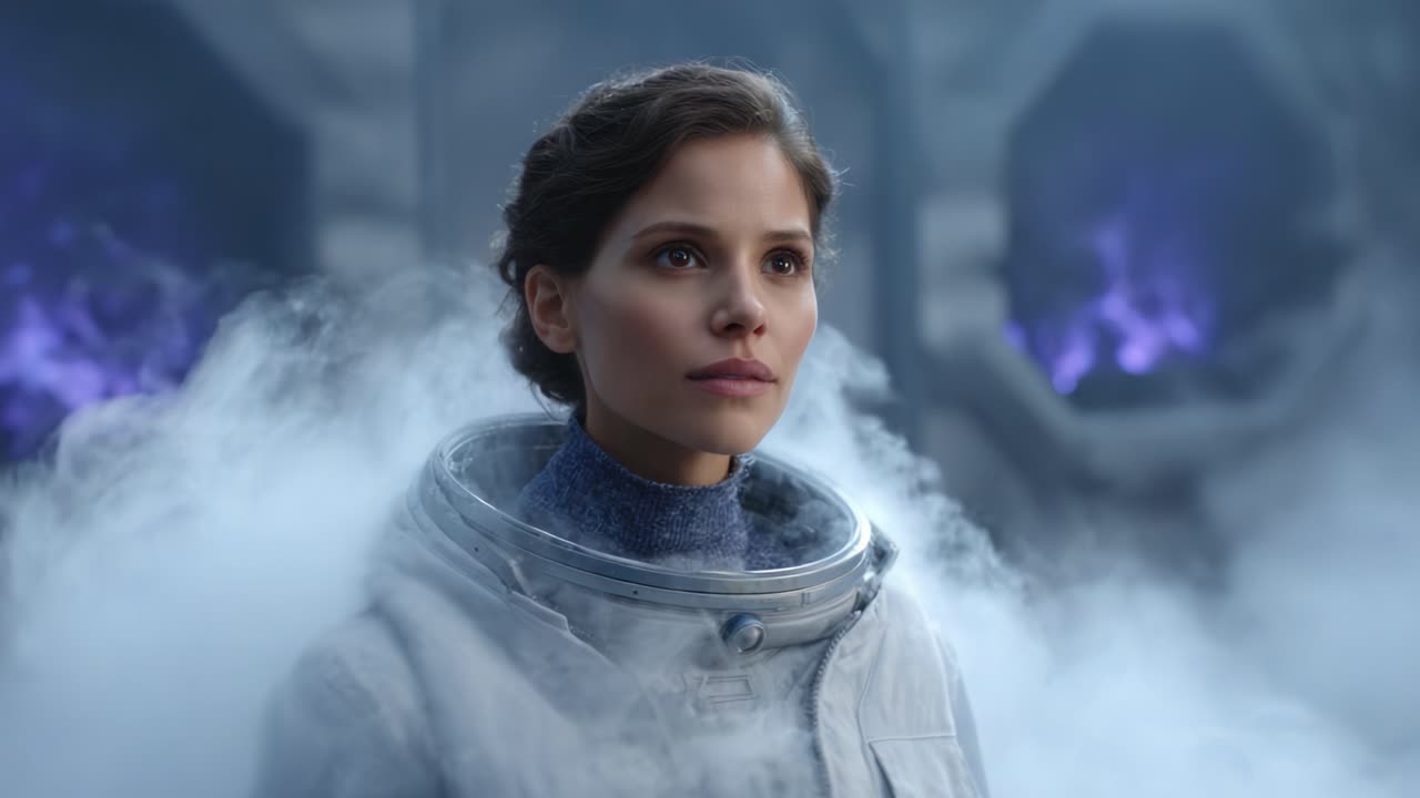 A Determined Astronaut Gaze: Captivating Scenes of Hope and Exploration amidst Atmospheric Mystique and Technological Marvels in a Sci-Fi Adventure