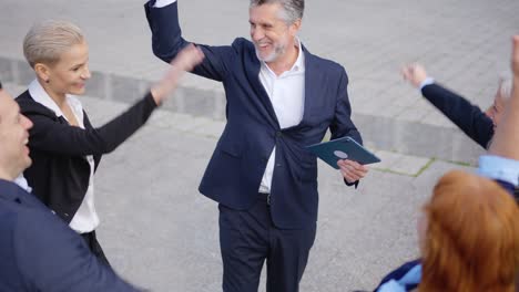 professional business team celebrates success and collaboration