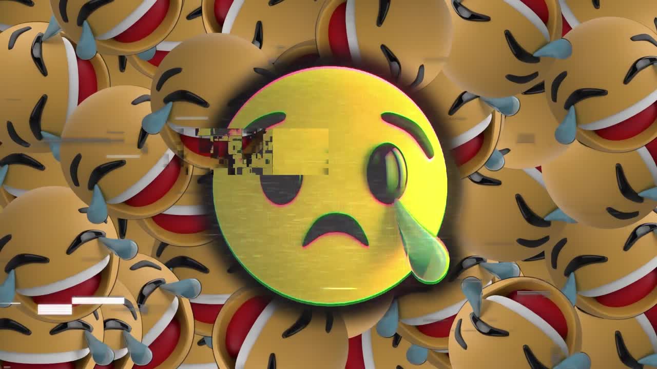 анимация интерференции над иконками эмодзи на белом фоне