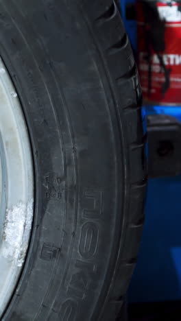 car tire maintenance in a workshop
