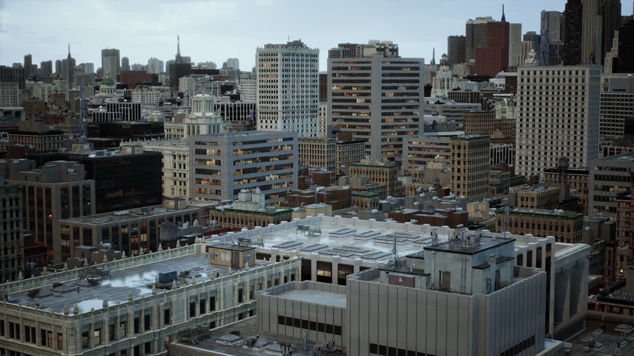 파노라마 화려한 금융 다운타운 도시 전망