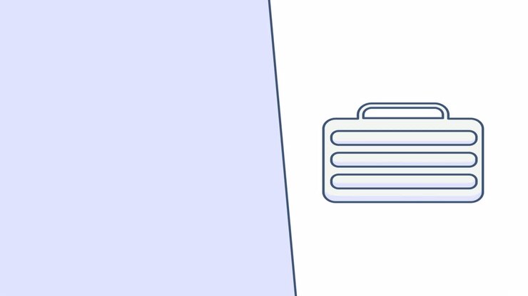 4k video of cartoon blue suitcase on white background.