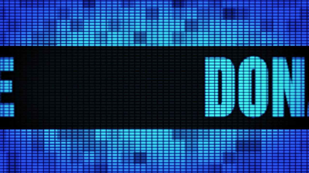 Messaggio di donazione su schermo digitale