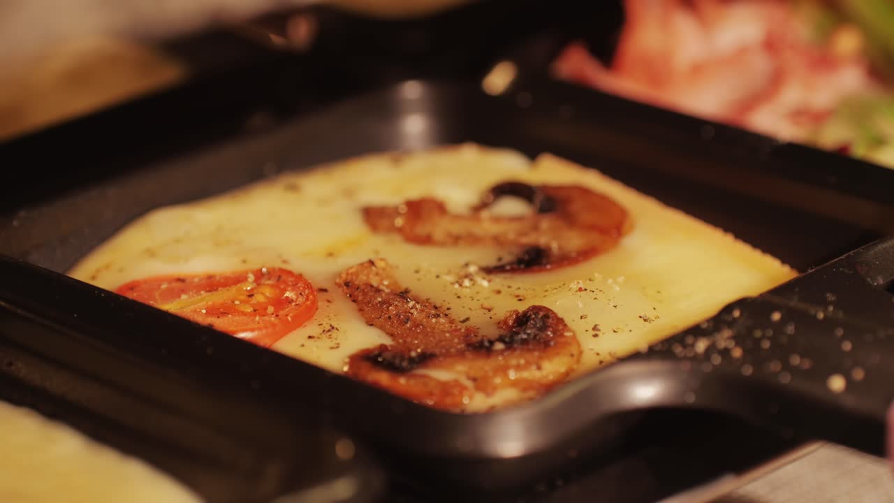 French Swiss or Spanish restaurant with traditional tapas food, Spanish cuisine, delicious tapas and cheese plate, bruschetta with cheese, olives dry tomatoes and tasty sandwich bar appetizer, buffet