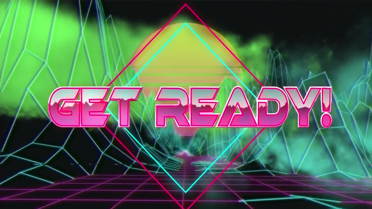 Animation of get ready in digital abstract space