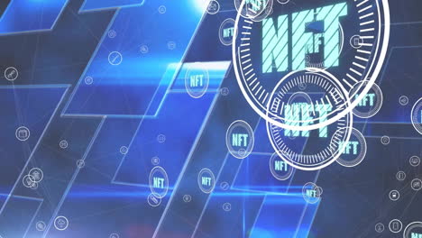animación de texto nft y procesamiento de datos en pantallas