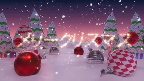 animación del mensaje navideño japonés escrito en letra brillante en un paisaje nevado