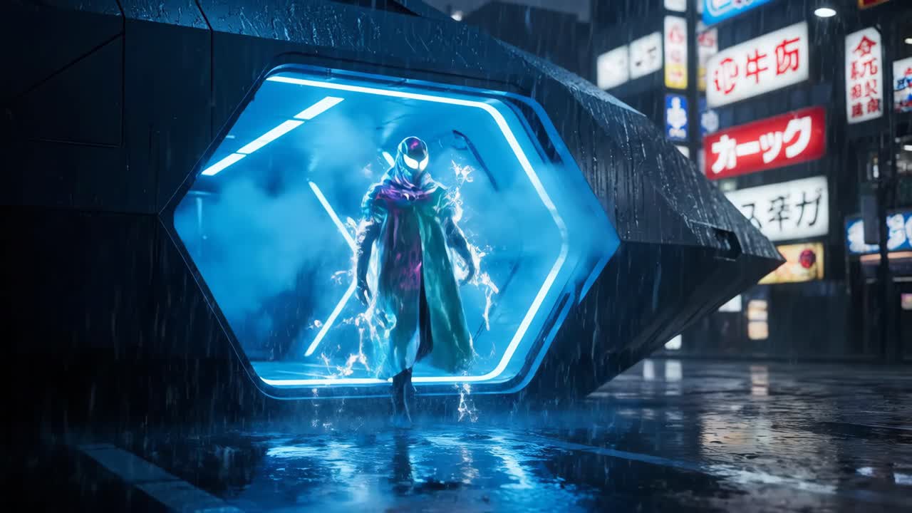 Cyberpunk Futuristic Cityscape with Neon Lights