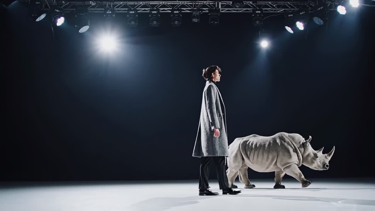 Modeshow med et næsehorn
