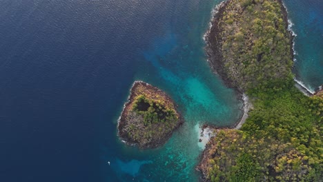 Exploring-the-Cousteau-Reserve:-Aerial-Views-of-Marine-Splendor-in-Guadeloupe,-Captured-in-60fps