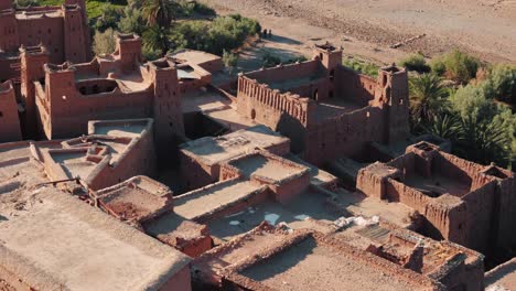 view of mud building roofs in ait ben haddou, morocco