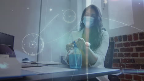 animación de la red de conexiones sobre la mujer de negocios en la oficina