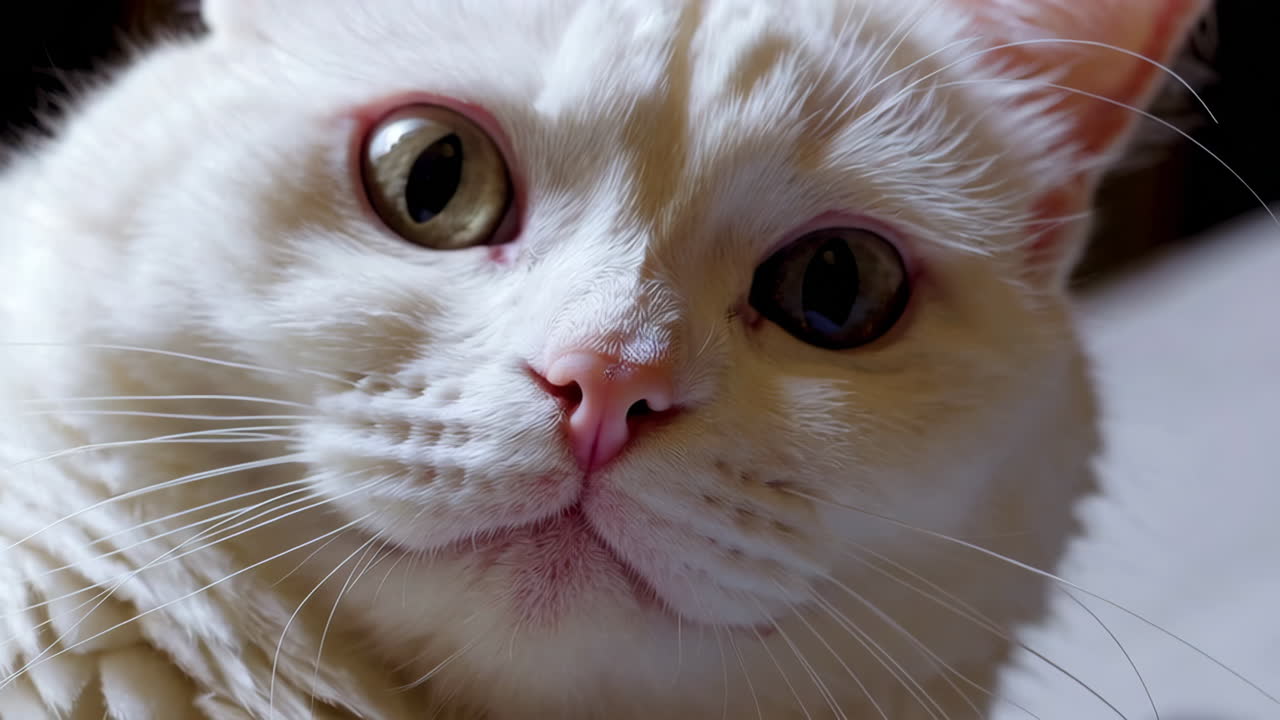Close-up of a white cat