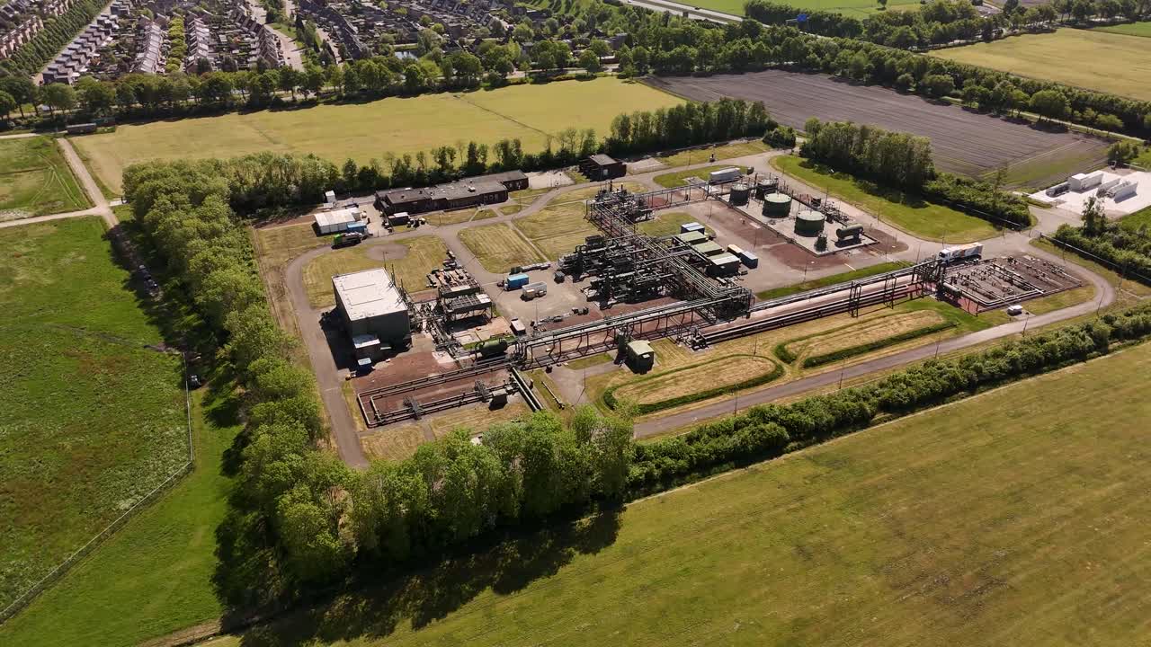 Aerial view of a rural industrial complex