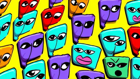 vibrant abstract cartoon faces pattern