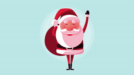 merry christmas animation with santa lifting bag