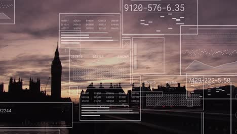 animation of data processing over london cityscape